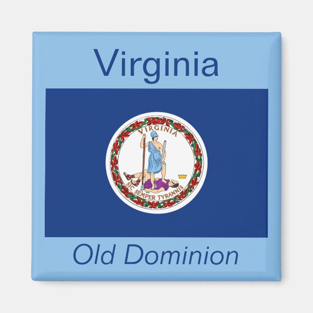 Imán Mapa de bandera de Virginia (Frente)