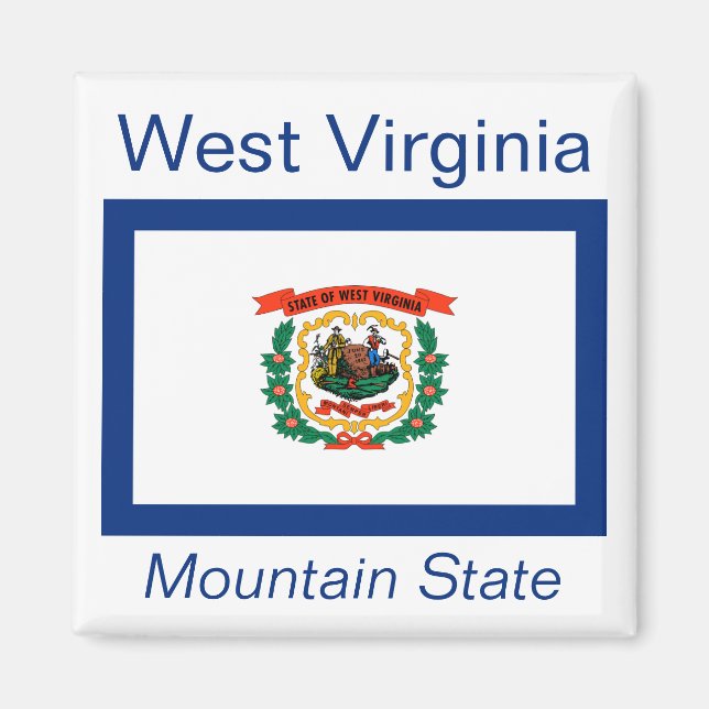 Imán Mapa de bandera de Virginia Occidental (Frente)