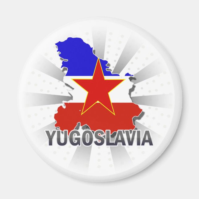 Imán Mapa de bandera de Yugoslavia 2.0 (Frente)