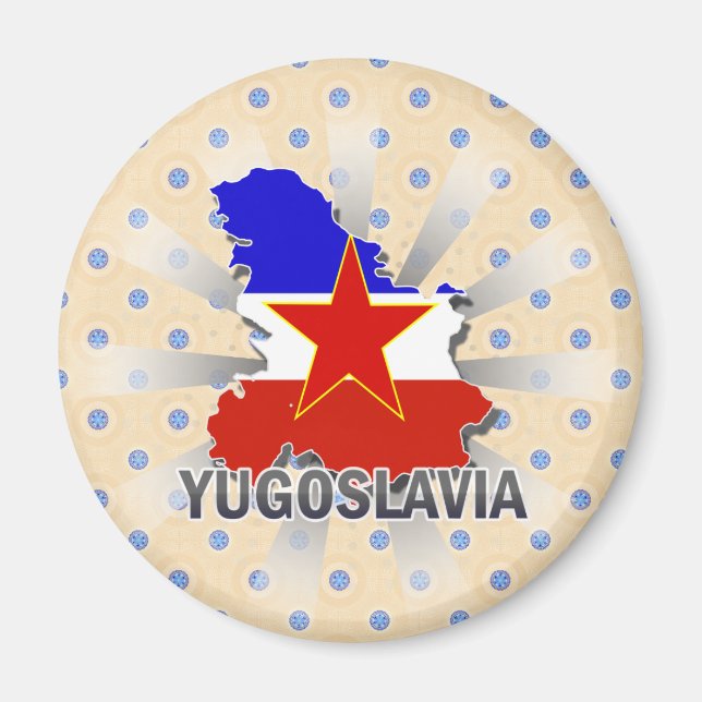 Imán Mapa de bandera de Yugoslavia 2.0 (Frente)