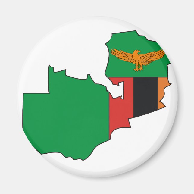 Imán Mapa de bandera de Zambia (Frente)
