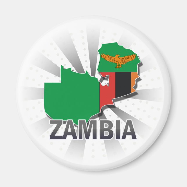 Imán Mapa de bandera de Zambia 2.0 (Frente)