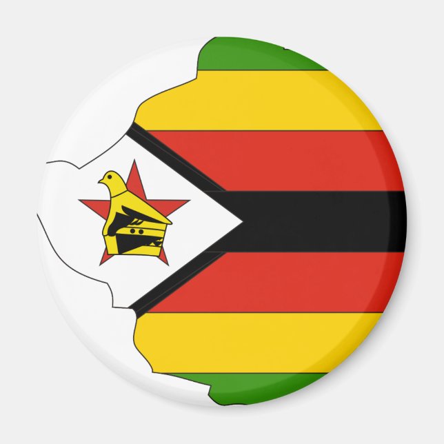 Imán Mapa de bandera de Zimbabue (Frente)