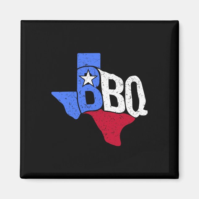 Imán Mapa De Bandera Estatal Y Bbq Texas (Frente)