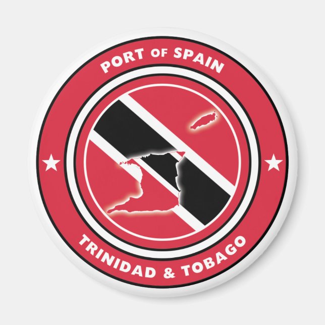 Imán Mapa de bandera y bandera de Trinidad y Tobago (Frente)