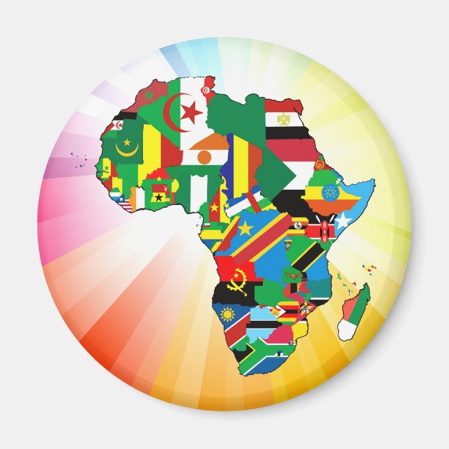 Imán Mapa de banderas del continente africano 2 (Frente)