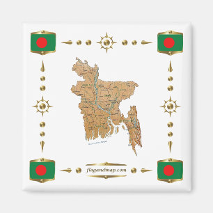 Imán Mapa de Bangladesh + Mapa de banderas