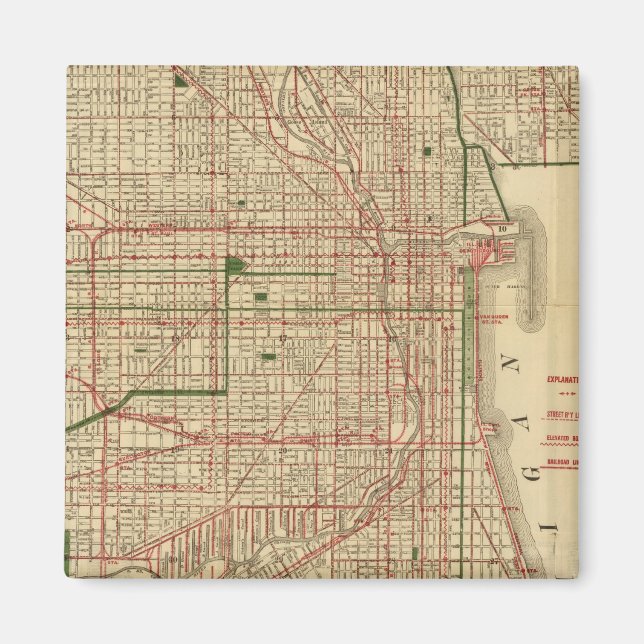 Imán Mapa de Blanchard de Chicago (Frente)