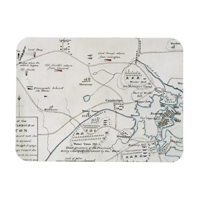 IMÁN MAPA DE BOSTON-CONCORD, 1775 (Horizontal)
