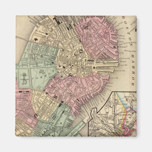 Imán Mapa de Boston por Mitchell (Frente)