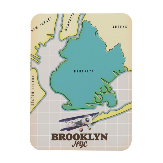 Imán Mapa de Brooklyn en Nueva York (Vertical)