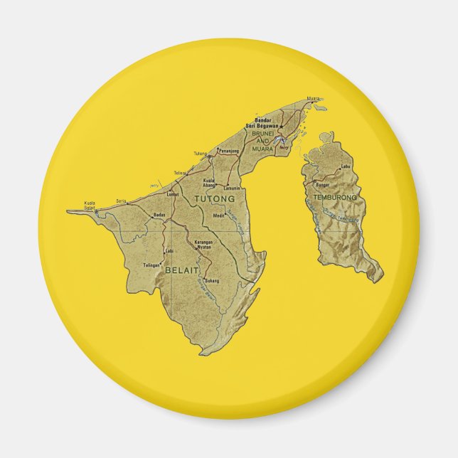 Imán Mapa de Brunéi (Frente)