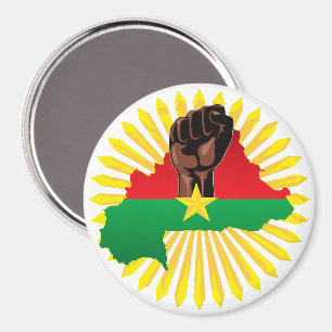 Imán Mapa de Burkina, bandera y puño de la revolución