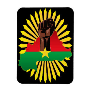 Imán Mapa de Burkina, bandera y puño de la revolución