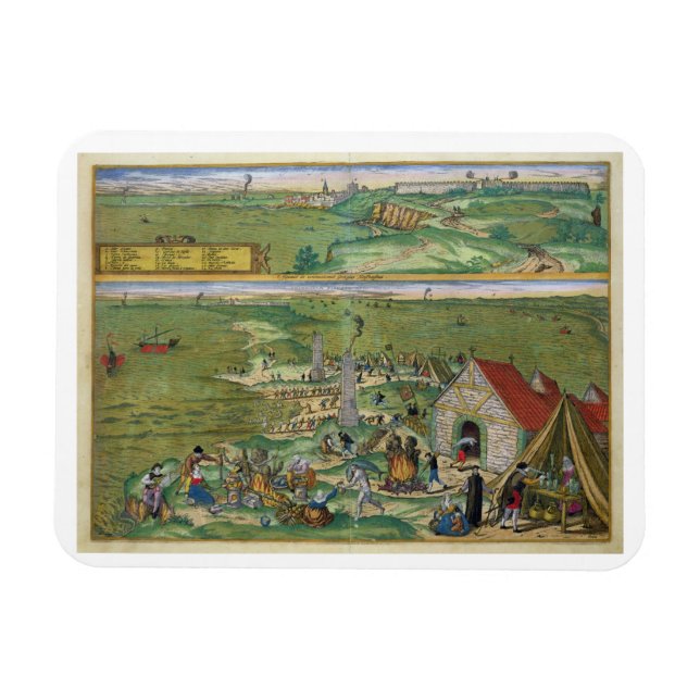 Imán Mapa de Cádiz, de 'Civitates Orbis Terrarum' por G (Horizontal)