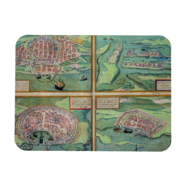 Imán Mapa de Calais, Malta, Rodas y Famagusta, de (Horizontal)