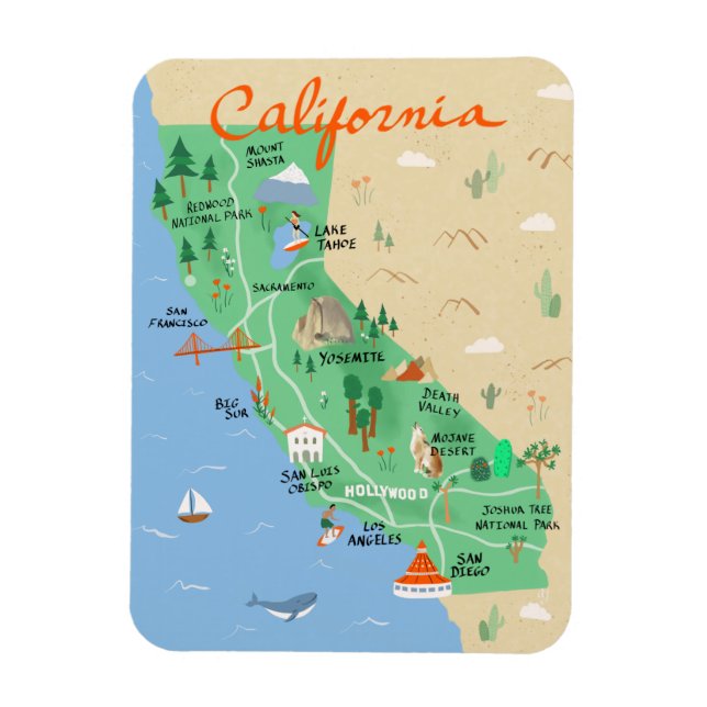 Imán Mapa de California (Vertical)