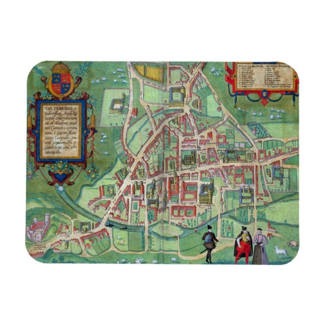 Imán Mapa de Cambridge, de 'Civitates Orbis Terrarum' (Horizontal)