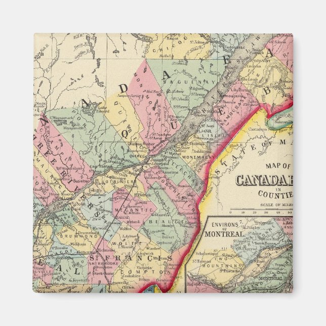 Imán Mapa De Canadá Este En Los Condados (Frente)