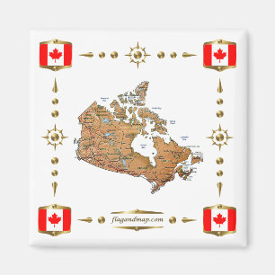 Imán Mapa de Canadá + Magnate de banderas
