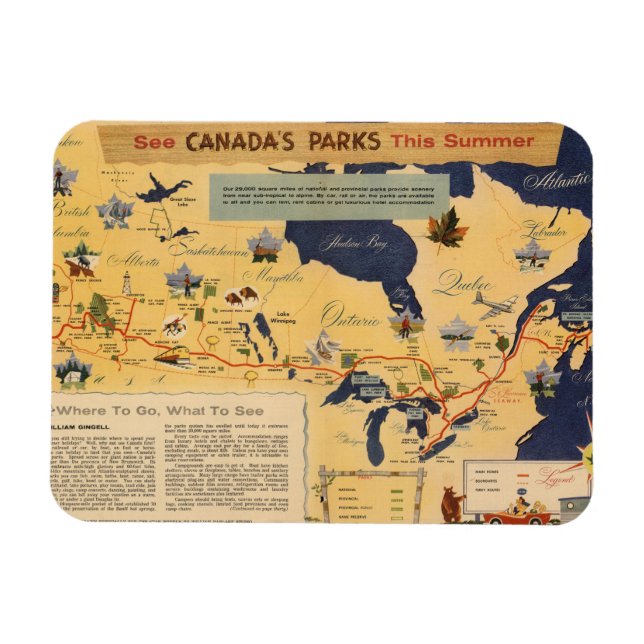 Imán Mapa de Canadá - Parques de Canadá (Horizontal)