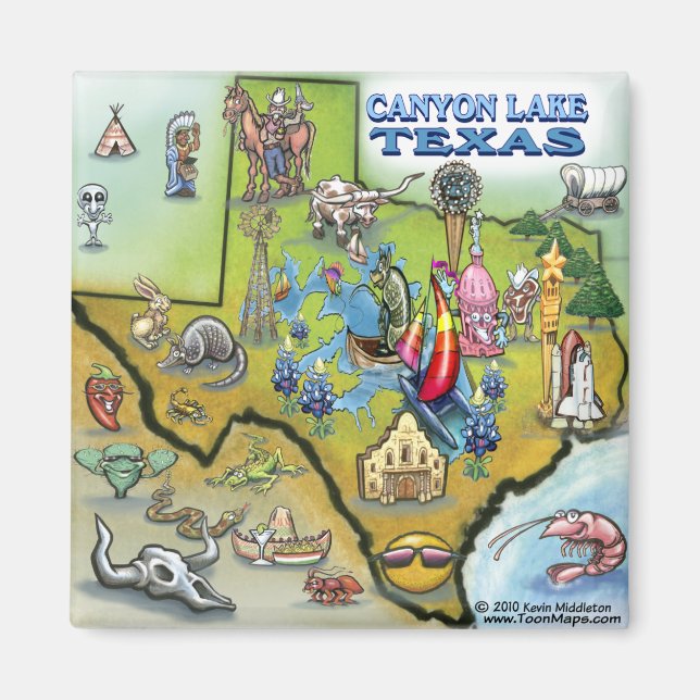Imán Mapa de Canyon Lake TEXAS (Frente)