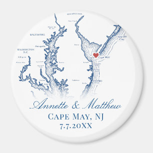 Imán Mapa de Cape May NJ Favor de Boda Recuerdo 