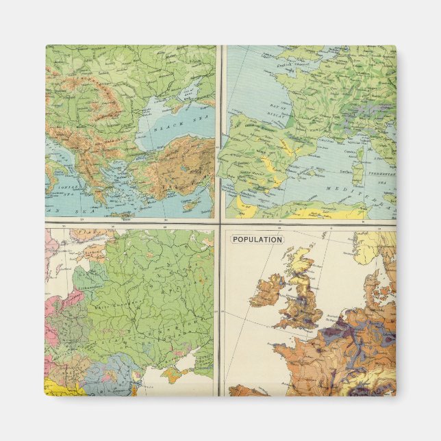 Imán Mapa de características físicas y población de Eur (Frente)