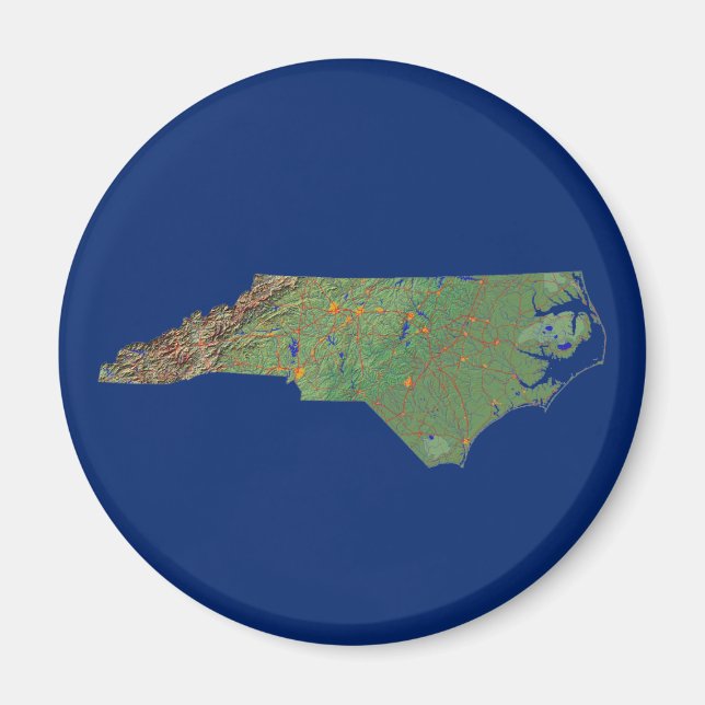 Imán Mapa de Carolina del Norte (Frente)