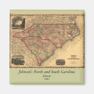 Imán Mapa de Carolina del Norte 1861 y de Carolina del