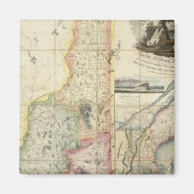 Imán Mapa de Carrigans de New Hampshire (Frente)