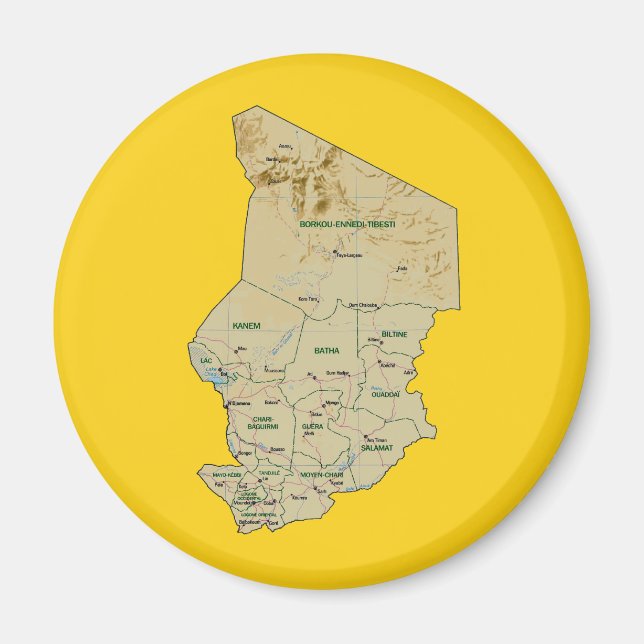 Imán Mapa de Chad (Frente)