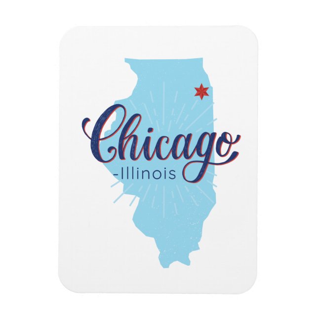 Imán Mapa de Chicago Illinois (Vertical)