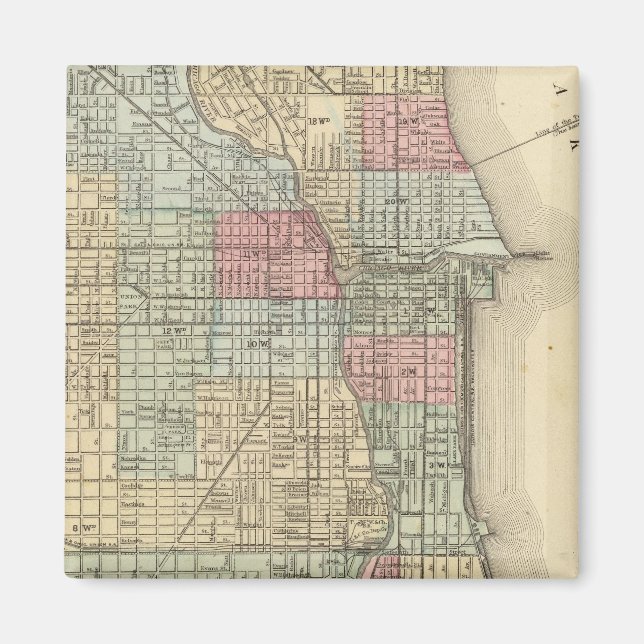Imán Mapa de Chicago por Mitchell (Frente)