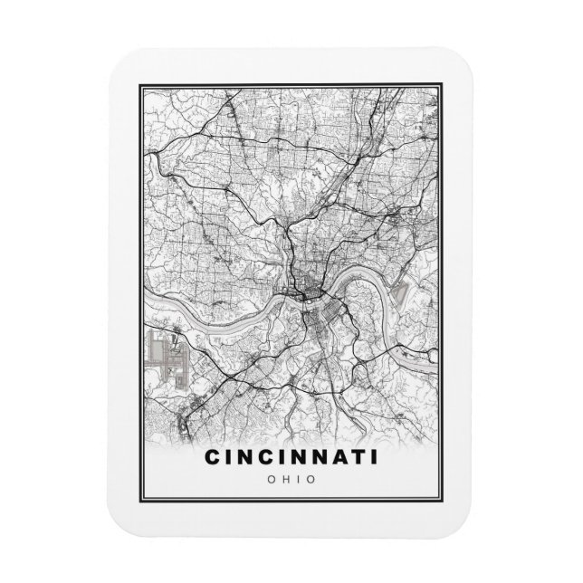 Imán Mapa de Cincinnati (Vertical)