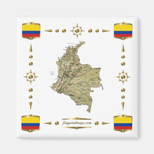 Imán Mapa de Colombia + Mapa de Banderas