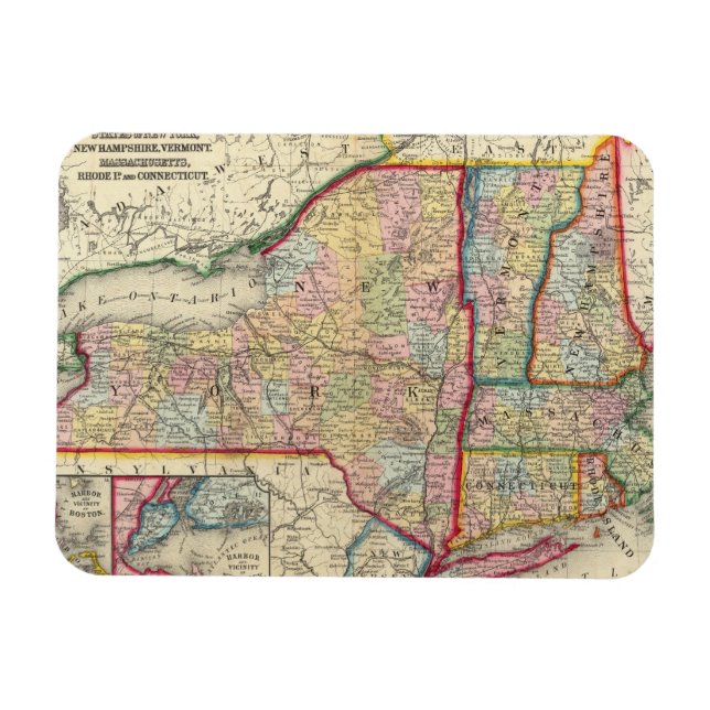 Imán Mapa De Condados De Los Estados De Nueva York (Horizontal)