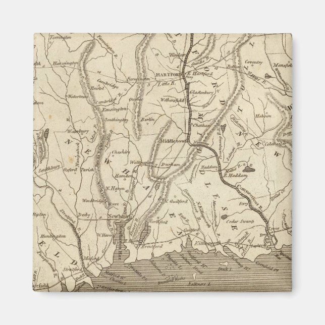Imán Mapa de Connecticut por Arrowsmith (Frente)