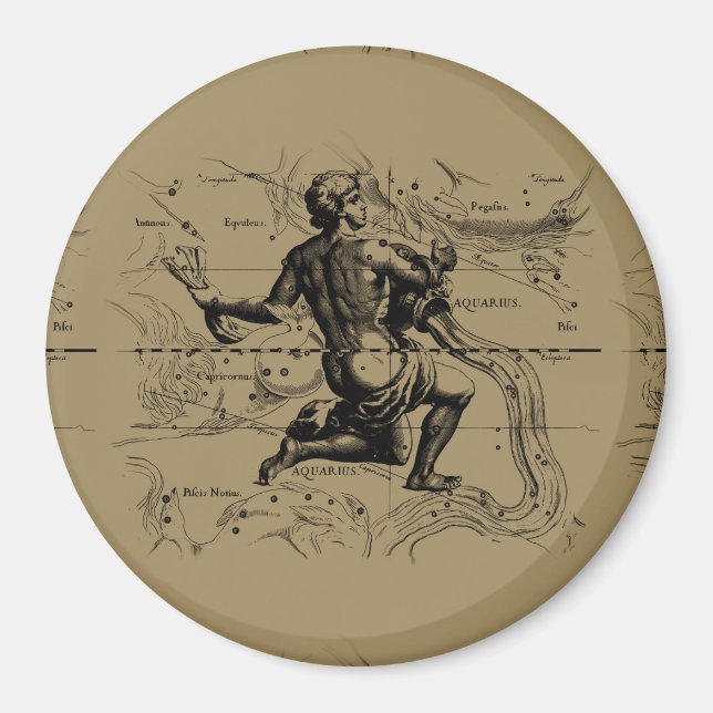 Imán Mapa de Constelación de Aquarius Hevelius 1690 en  (Frente)