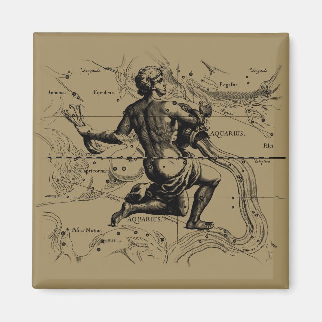 Imán Mapa de Constelación de Aquarius por Hevelius (Frente)