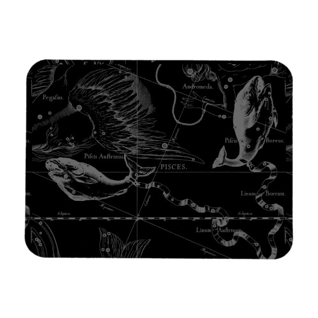 Imán Mapa de constelación de Pisces de Hevelius 1690 (Horizontal)