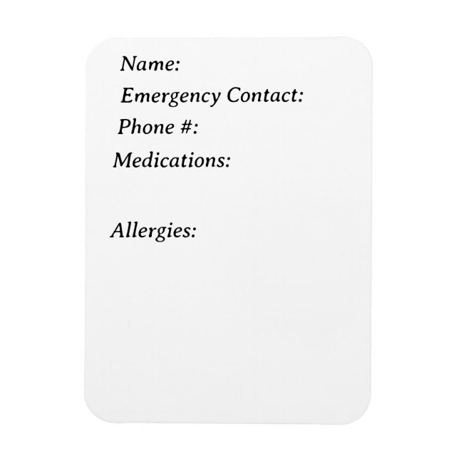 Imán Mapa de contacto de emergencia para refrigerador (Vertical)