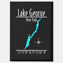 Imán Mapa de coordenadas de la costa del lago George, N