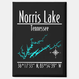 Imán Mapa de Coordenadas de la Orilla del Lago Norris T