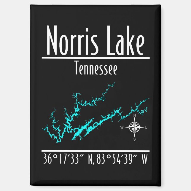 Imán Mapa de Coordenadas de la Orilla del Lago Norris T (Anverso)