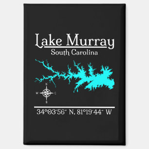 Imán Mapa de Coordenadas del Lago Murray Carolina del S