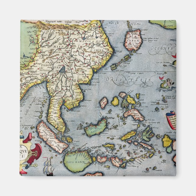 Imán Mapa de cosecha | India a Nueva Guinea (Frente)