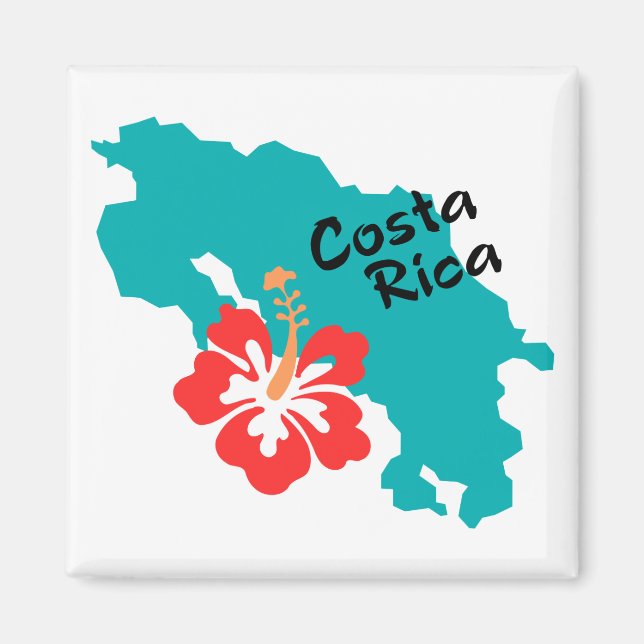 Imán Mapa de Costa Rica con hibiscos (Frente)