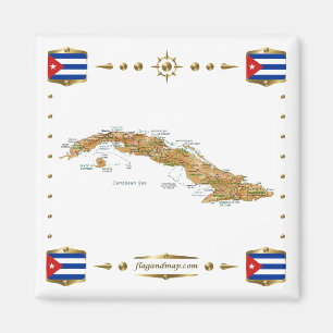 Imán Mapa de Cuba + Magnate de banderas