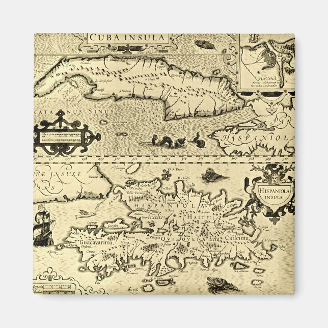 Imán Mapa de Cuba y La Española (Frente)
